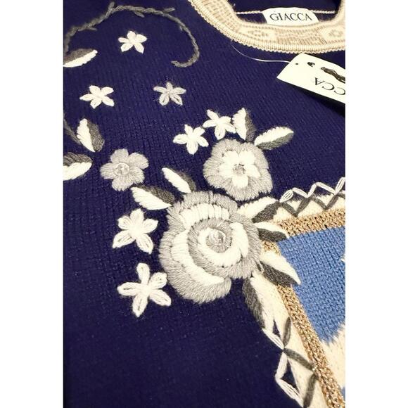 Vintage Sweater Kitsch Cottage Scene Novelty Cottagecore RARE Giacca Fashion - Picture 4 of 8